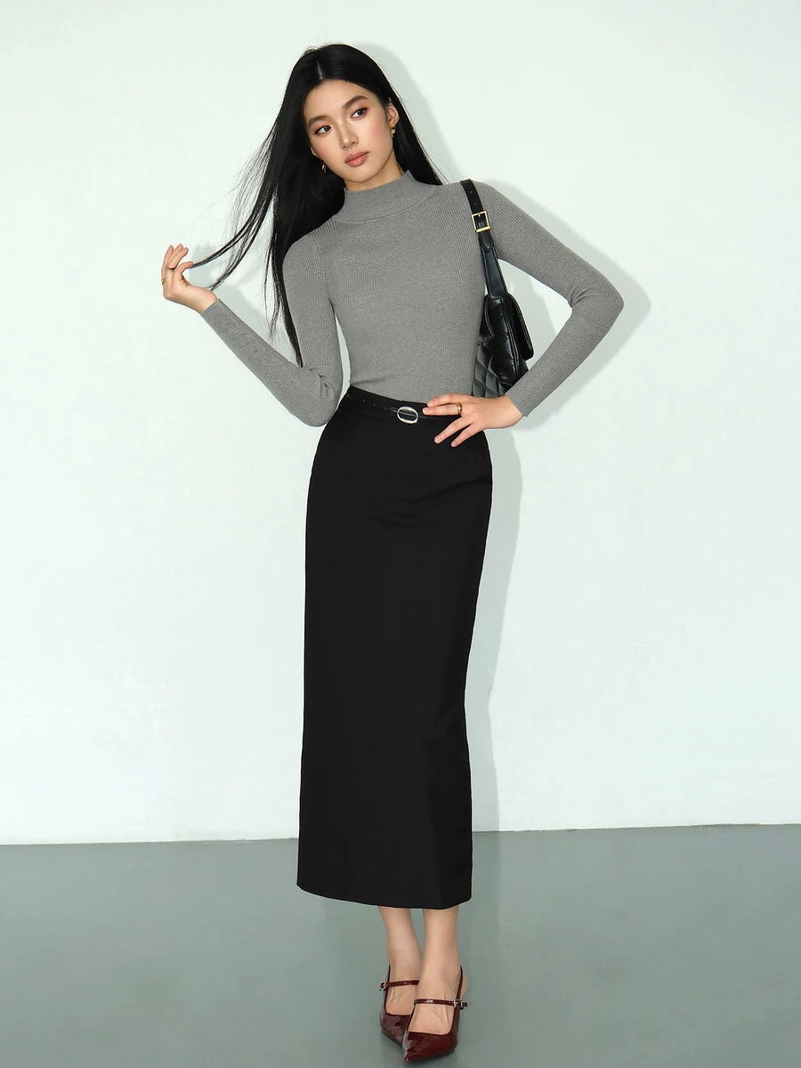 Midaxi Pocket Shift Skirt in Black