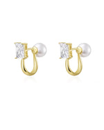 Load image into Gallery viewer, Pearl Diamante Loop Earrings
