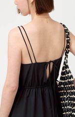 Load image into Gallery viewer, Double Cami Tiered Tie Back Dress in Black
