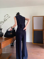 Load image into Gallery viewer, Denim Tuxedo Vest in Navy
