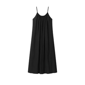 Korean Crepe Tent Maxi Dress in Black