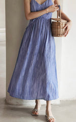 Load image into Gallery viewer, Textured Ruffle Cami Dress in Blue
