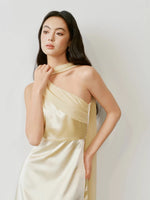 Load image into Gallery viewer, Satin Toga Sash Gown in Yellow
