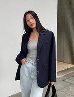 Load image into Gallery viewer, Classic Oversized Tailored Blazer in Navy
