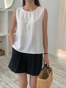 Korean Linen Sleeveless Top [2 Colours]