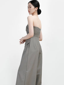 Bustier Pocket Maxi Jumpsuit in Grey