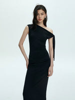 Load image into Gallery viewer, Toga Tie Stretch Maxi Dress in Black
