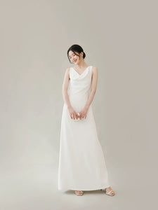 Drape Sleeveless Dress in White