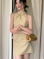 Load image into Gallery viewer, Tweed Cheongsam Top // Skirt [2 Colours]
