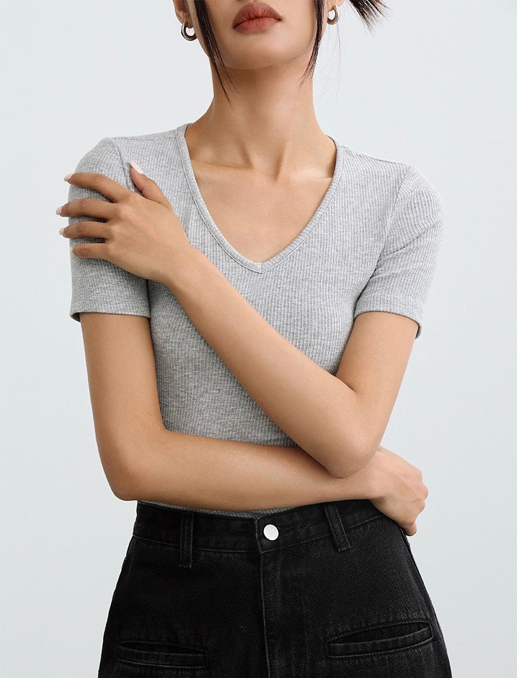 V Neck Stretch Top [2 Colours]