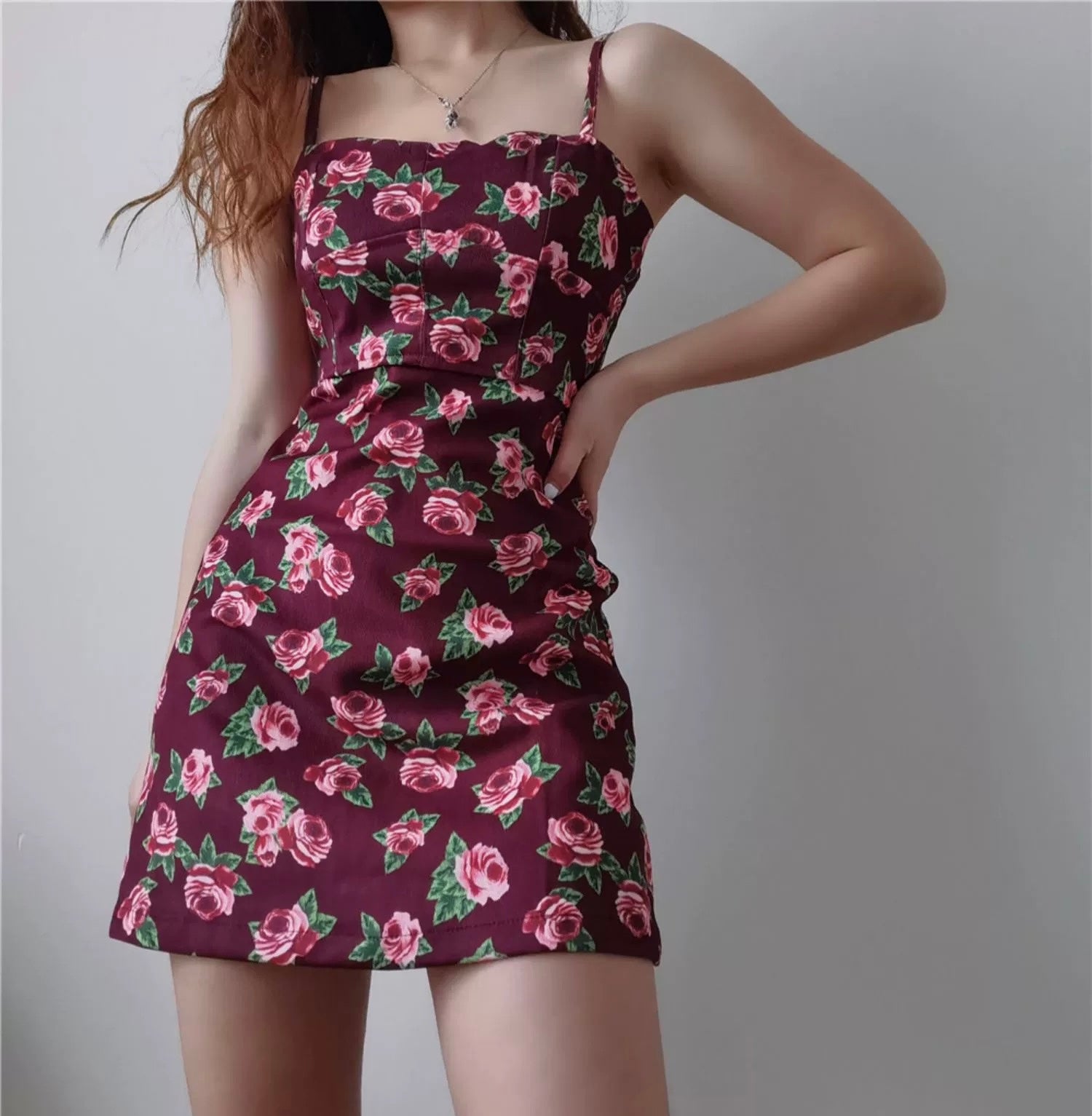 Rosee Floral Mini Dress in Red