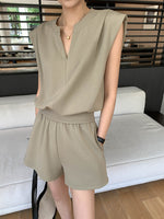 Load image into Gallery viewer, Relaxed Top + Shorts Set in Khaki
