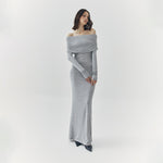 Load image into Gallery viewer, Esme Off Shoulder Maxi Dress in Grey
