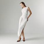 Load image into Gallery viewer, Evel Drape Stretch Dress in White
