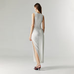 Load image into Gallery viewer, Evel Drape Stretch Dress in White
