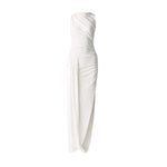 Load image into Gallery viewer, Evel Drape Stretch Dress in White
