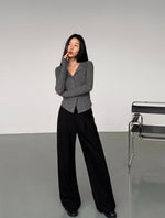 Load image into Gallery viewer, Woven Wide Leg Trousers in Black
