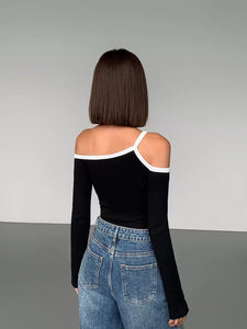 Asymmetric Off Shoulder Long Top [2 Colours]