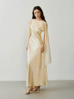 Load image into Gallery viewer, Multi-Way Sheer Drape Satin Gown in Yellow
