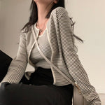 Load image into Gallery viewer, Korean Striped Cami + Cardigan Set

