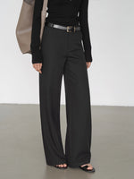 Load image into Gallery viewer, Classic Wide Leg Tailored Trousers in Black

