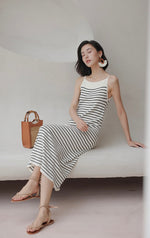 Load image into Gallery viewer, Striped Camisole Stretch Dress in White

