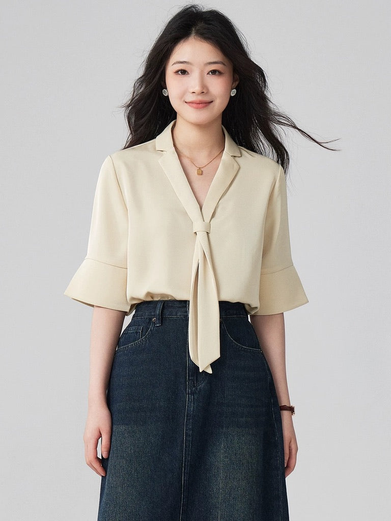 Buttery Lapel Blouse [5 Colours]