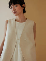 Load image into Gallery viewer, Cotton Linen Pocket Vest in Cream
