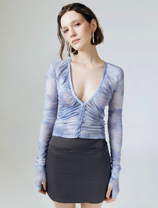 Karlie Sheer Hand Detailed Top in Blue