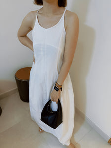 Korean Deep Cut Cami Maxi Dress in White