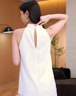 Load image into Gallery viewer, Halter Embellished Top // Trousers Set in Off White
