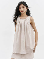 Load image into Gallery viewer, Pleated Top // Mid Skirt Set in Beige
