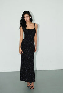 Floral Camisole Maxi Dress in Black