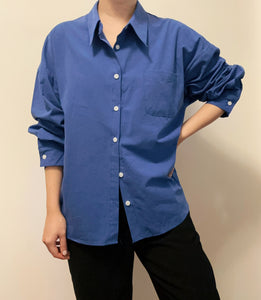 Korean Oversized Cotton Pocket Shirt in Blue