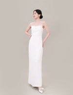 Load image into Gallery viewer, Floral Applique Maxi Dress in White
