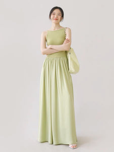 Kiki Drop Waist Cami Maxi Dress in Green