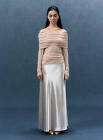 Load image into Gallery viewer, Off Shoulder Top// Satin Maxi Skirt [2 Colours]
