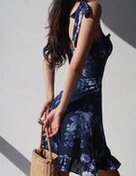 Load image into Gallery viewer, Nilee Floral Tie Strap Mini Dress in Blue
