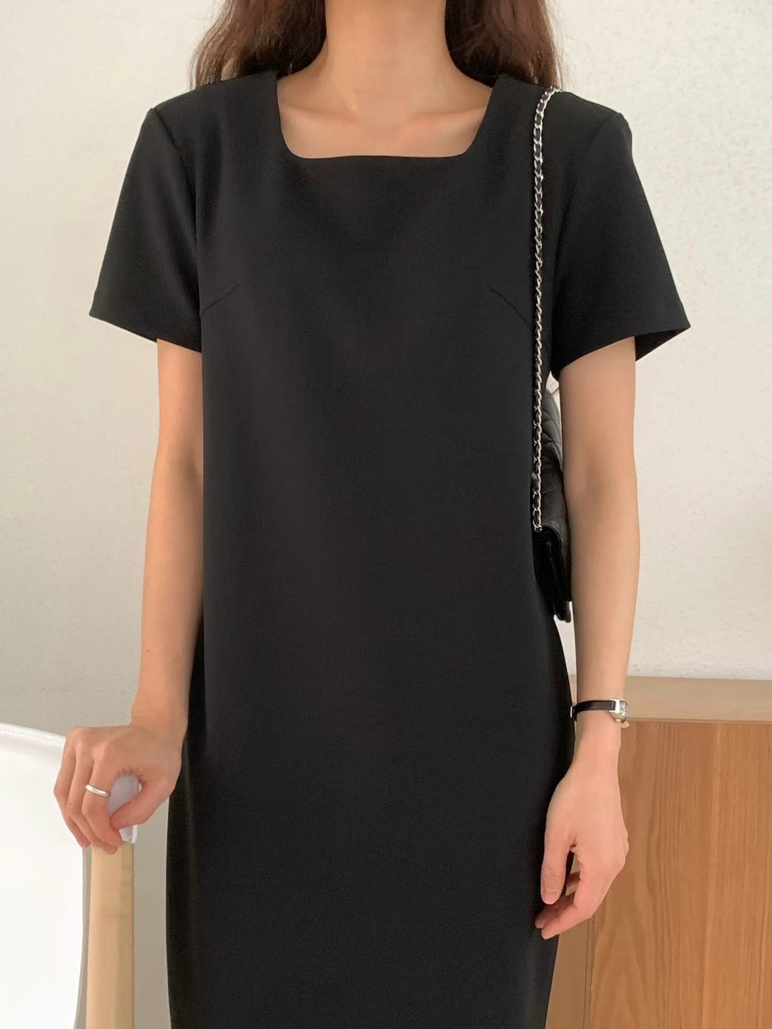 Korean Shift Dress in Black