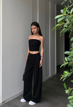 Load image into Gallery viewer, Wide Leg Side Button Trousers in Black
