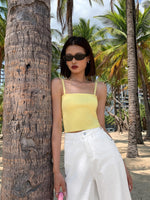 Load image into Gallery viewer, Double Strap Ribbed Camisole Top in Yellow
