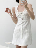 Load image into Gallery viewer, Tencel Blend Textured Mini Dress in White
