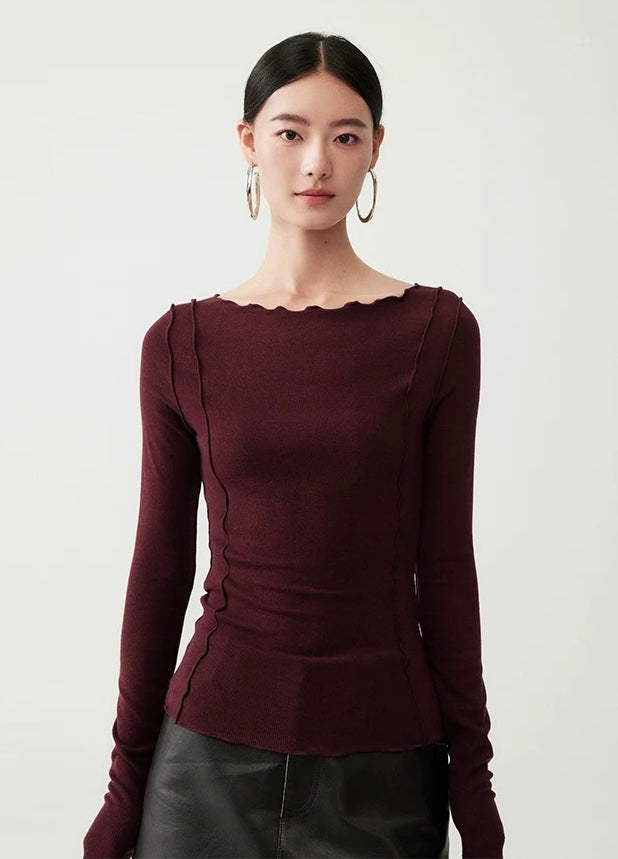 Light Wool Blend Line Top [2 Colours]