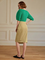 Load image into Gallery viewer, Tencel High Waist Wrap Skirt in Khaki
