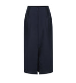 Load image into Gallery viewer, Korean Tooth Pencil Skirt in Navy
