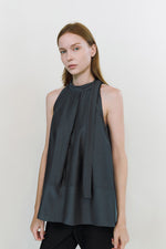 Load image into Gallery viewer, [Ready to Ship] Korean Nekeu Ribbon Tie Tent Top in Ink Grey
