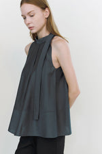 Load image into Gallery viewer, [Ready to Ship] Korean Nekeu Ribbon Tie Tent Top in Ink Grey
