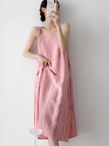 2-Way Knot Crinkle Dress in Pink