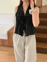 Load image into Gallery viewer, [Ready to Ship] Korean Ruffle Ribbon Vest Top [2 Colours]
