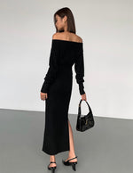 Load image into Gallery viewer, Knitted H-line Slit Skirt in Black
